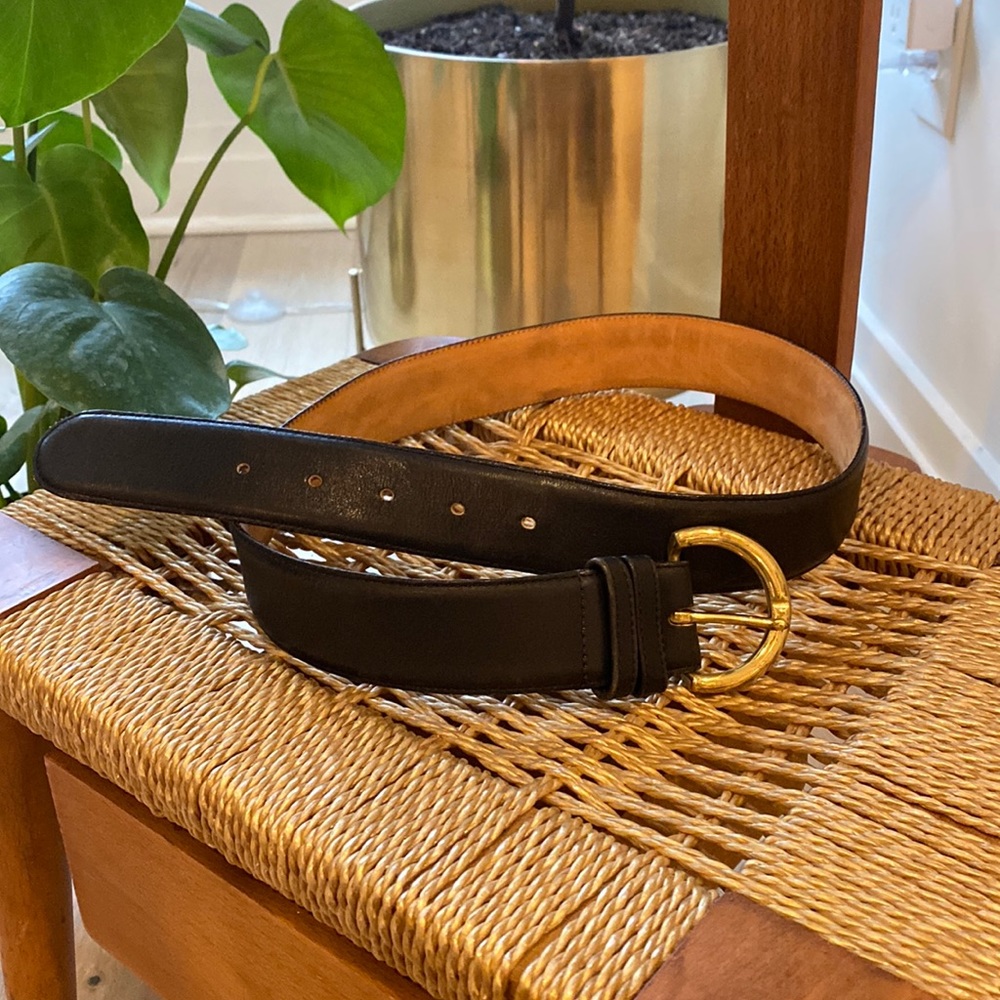 Coach Belt- Black Cowhide and Brass - Large